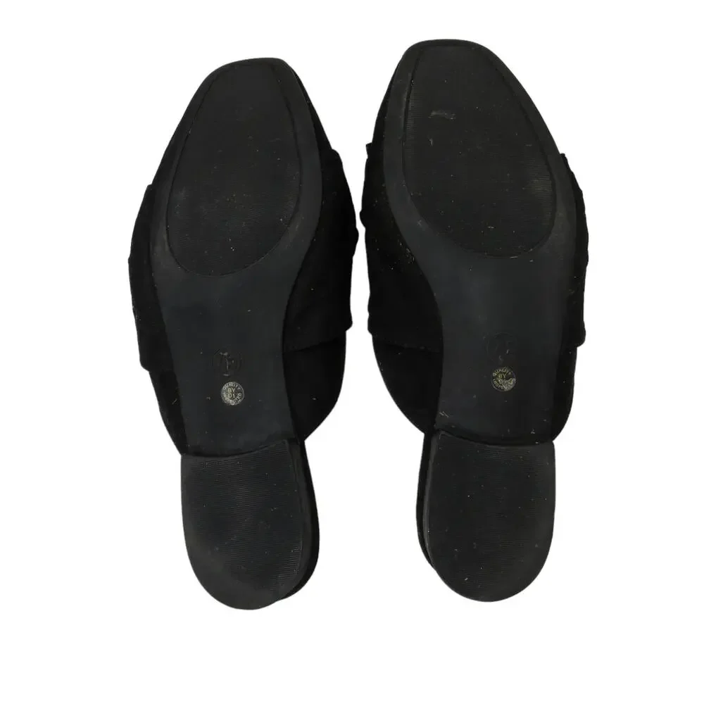 ANA Black Suede Ballet Flats 7.5 Classic Slip on Chic Minimalist